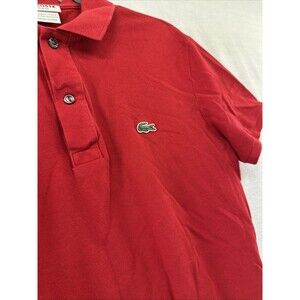 Lacoste Polo Shirt Men Slim Fit Size 5 Large Red Short Sleeve Preppy Logo Button